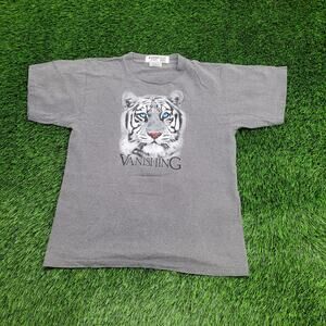 Vintage 90s Tiger Shirt Womens Medium 19x24 Gray Wildlife